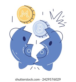 Grab this doodle mini illustration of crypto loss