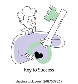 Grab this doodle mini illustration of key to success 