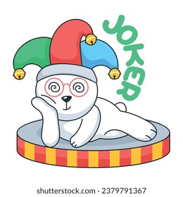 Grab this doodle sticker of circus joker 
