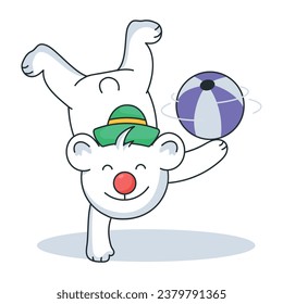 Grab this doodle sticker of clown performance 