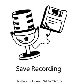 Grab this doodle style icon of save recording 