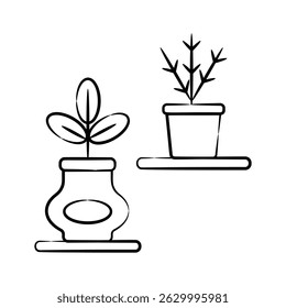 Grab this easy to use doodle icon of plant shelf