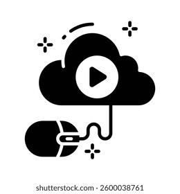 Grab this easy to use glyph icon of internet cloud video storage