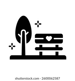 Grab this easy to use glyph icon of garden bench with tree