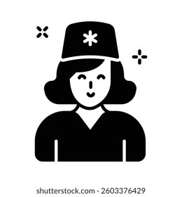Grab this easy to use glyph icon of nurse character