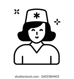 Grab this easy to use glyph icon of nurse character