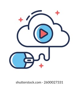 Grab this easy to use line icon of internet cloud video storage