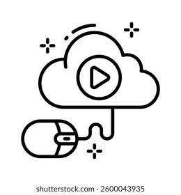 Grab this easy to use line icon of internet cloud video storage