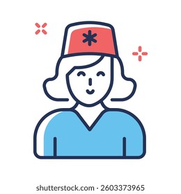 Grab this easy to use line icon of nurse character