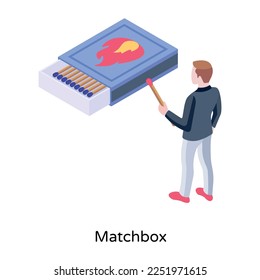 Grab this editable conceptual icon of matchbox 