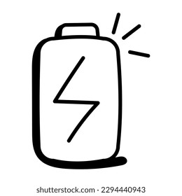 Grab this editable doodle icon of power charging 