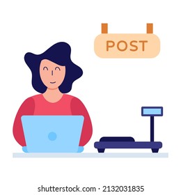 Grab this editable flat icon of post scale worker 

