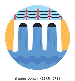 Grab this editable flat rounded icon of water dam 