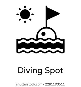 Grab this editable glyph icon of diving spot 