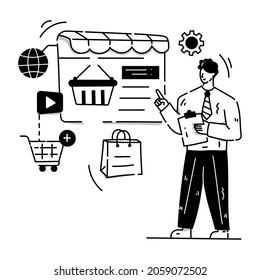 Obtén esta ilustración editable a mano de las pruebas de ecommerce 