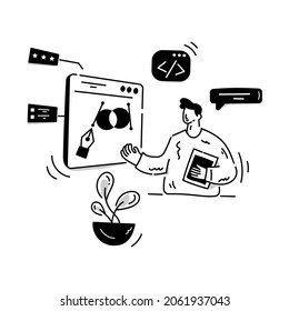 Grab this editable hand drawn illustration of ux design 
