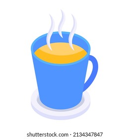 Grab This Editable Isometric Icon Of Hot Coffee 

