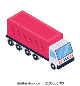 Graben Sie dieses bearbeitbare isometrische Symbol von Anhänger LKW 

