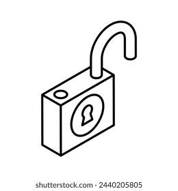 Grab this editable isometric vector of unlock, padlock unlock