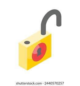 Grab this editable isometric vector of unlock, padlock unlock