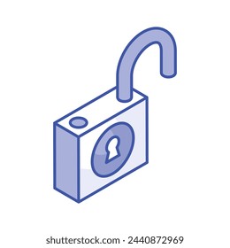 Grab this editable isometric vector of unlock, padlock unlock