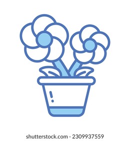 Grab this eye soothing vector of flower pot vector in trendy style, potted flowers in editable style