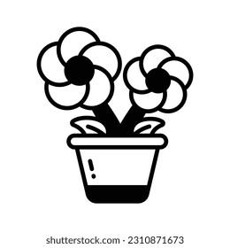 Grab this eye soothing vector of flower pot vector in trendy style, potted flowers in editable style