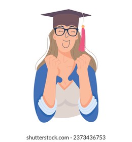 Grab this flat character illustration of a happy graduate 
