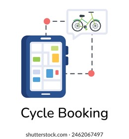 Grab this flat icon of cycle booking app 