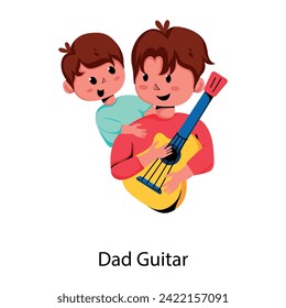 Grab this flat icon of dad guitar 