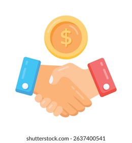 Grab this flat icon of deal with handshake agreement