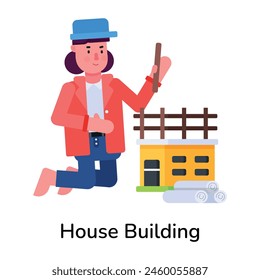 Grab this flat icon depicting house building 