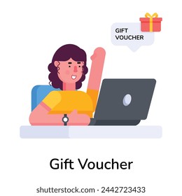 Grab this flat icon of gift voucher 