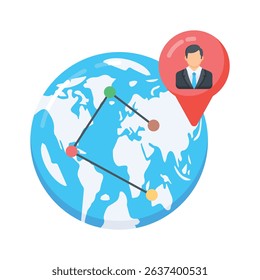 Grab this flat icon of international employee location