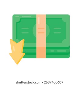 Grab this flat icon of investment loss with downward arrow