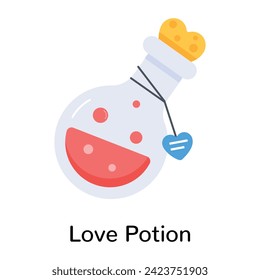 Agarra este icono plano de la poción del amor 