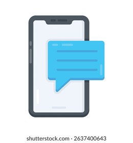 Grab this flat icon of mobile chat conversation in progress