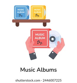 Grab this flat icon of music albums 