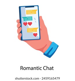 Grab this flat icon of online romantic chat 