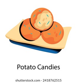 Grab this flat icon of potato candies 