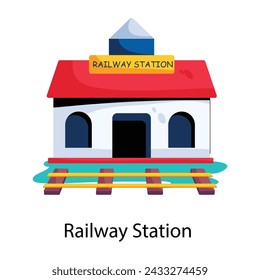 Grab this flat icon of a railway station 