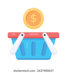 Grab this flat icon of shopping cart with money