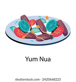 Grab this flat icon of yum nua 