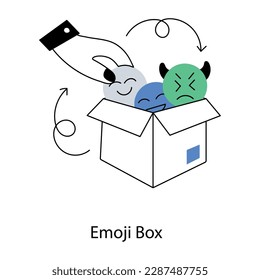 Grab this flat illustration of emoji box 