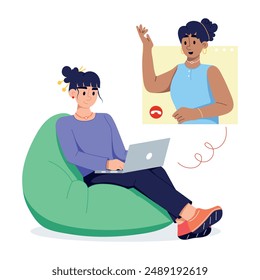 Grab this flat illustration of online meeting 