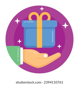 Grab this flat rounded lovely gift icon 
