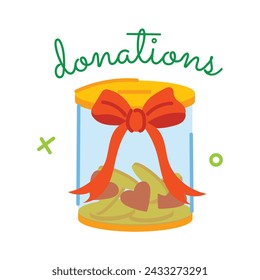 Grab this flat sticker of donation jar 