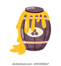 Grab this flat sticker of a fresh honey barrel