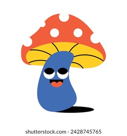 Grab this flat sticker of a happy mushroom 
