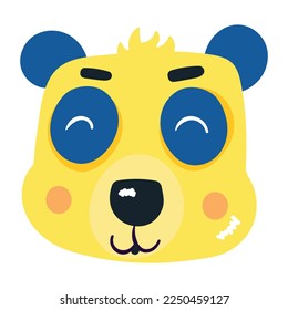 Grab this flat sticker of teddy face 